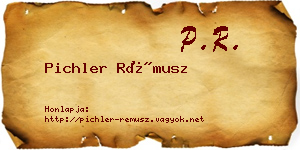 Pichler Rémusz névjegykártya